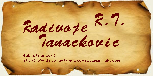 Radivoje Tanacković vizit kartica